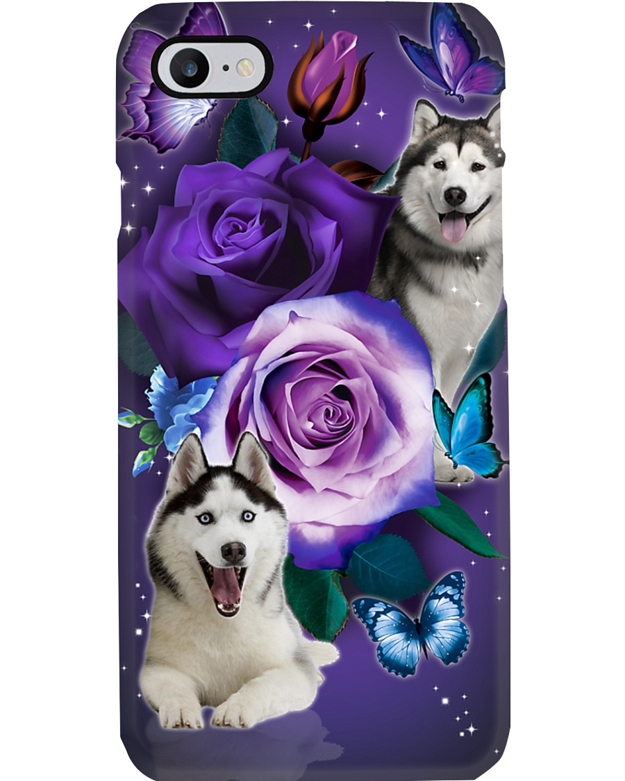 Dog - Husky Purple Rose Phone Case