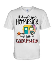 I don't get home sick I get campsick V-Neck T-Shirt tile