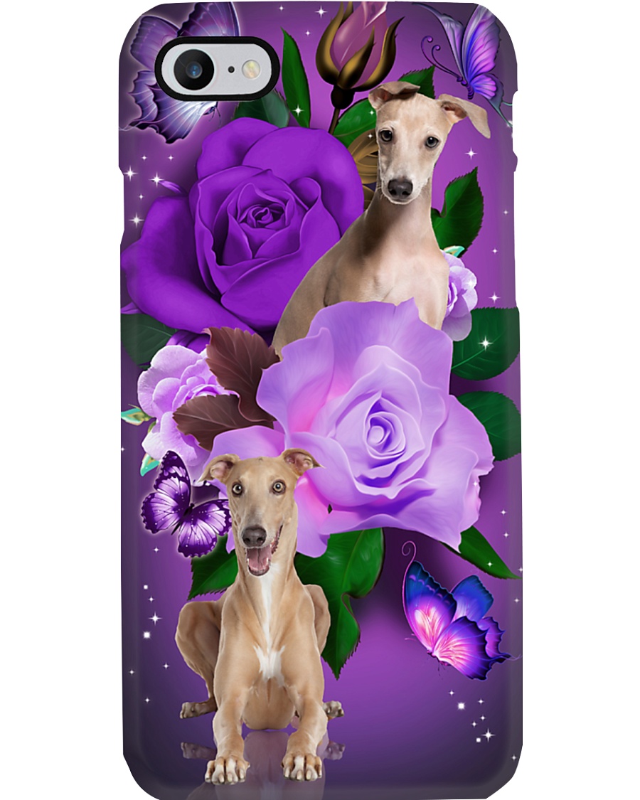 Dog - Greyhound Purple Rose Phone Case