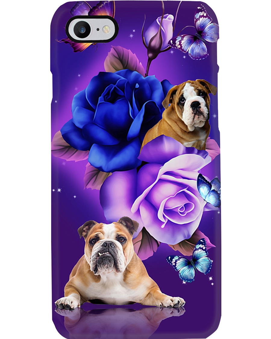 Dog - Bulldog Purple Rose Phone Case