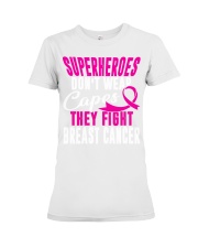 Superheroes don't wear - Breast cancer Awareness Premium Fit Ladies Tee tile