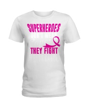 Superheroes don't wear - Breast cancer Awareness Ladies T-Shirt tile