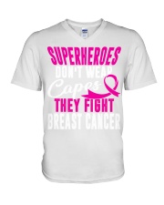 Superheroes don't wear - Breast cancer Awareness V-Neck T-Shirt tile