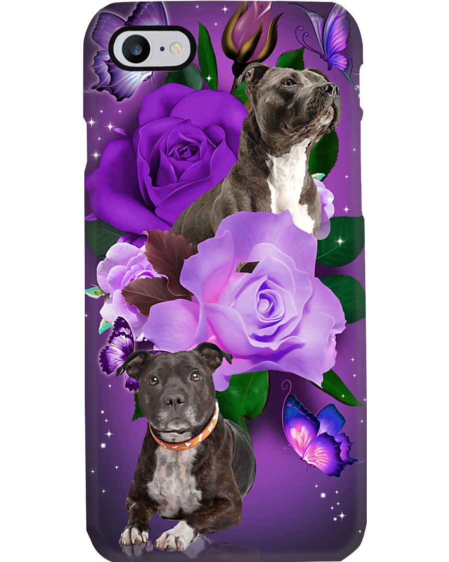 Dog - Staffordshire Bull Terrier Purple Rose Phone Case