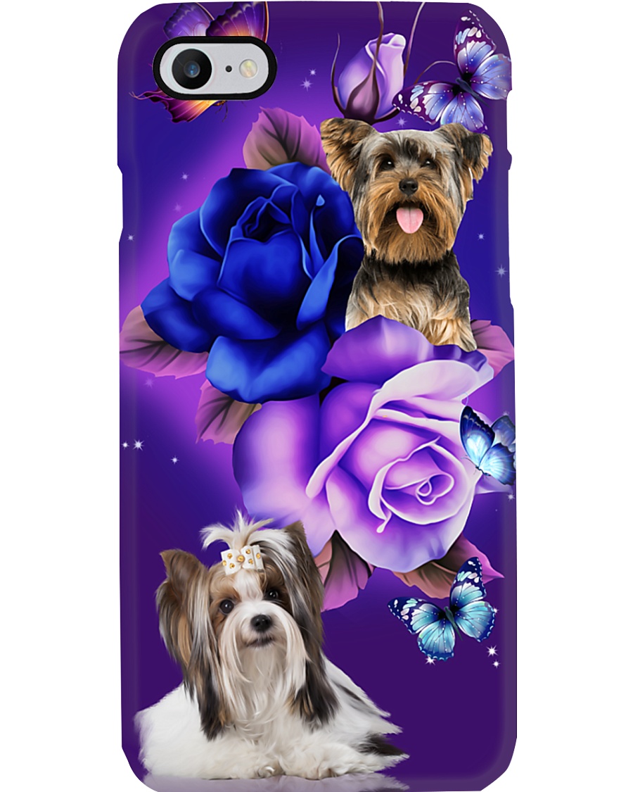 Dog - Yorkshire Terrier Purple Rose Phone Case