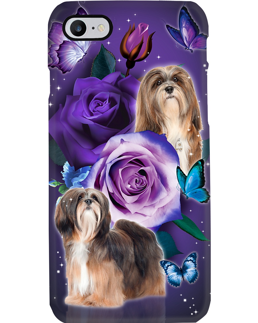 Dog - Lhasa Apso Purple Rose Phone Case