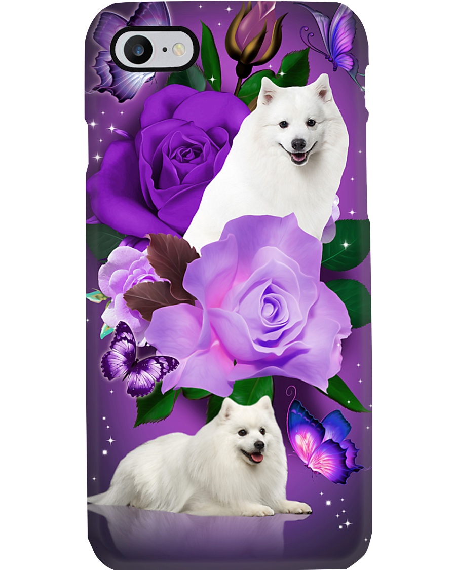 Dog - Japanese Spitz Purple Rose Phone Case