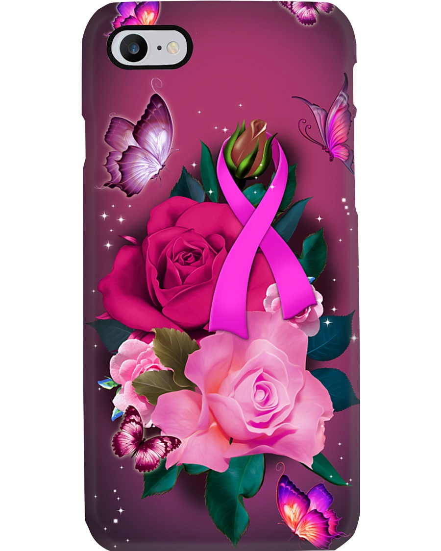Breast cancer Awareness - Pink ribbon and Rose Phone Case