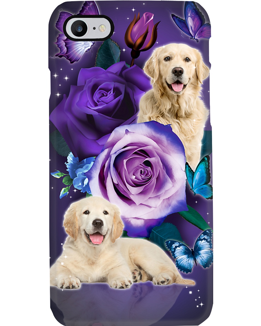 Dog - Golden retriever Purple Rose Phone Case