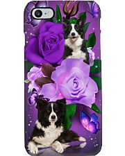 Dog - Black and White Border Collie Purple Rose Phone Case i-phone-7-case