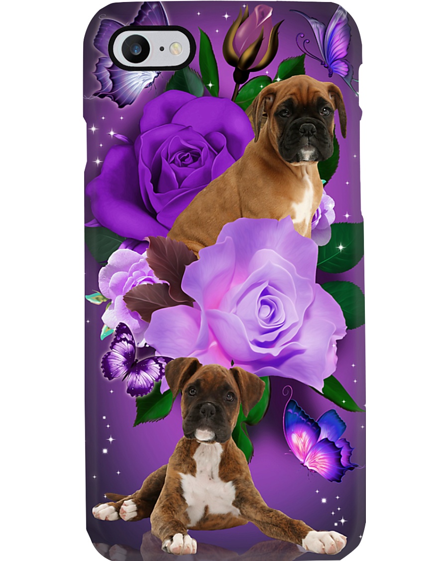 Dog - Boxer Purple Rose Phone Case