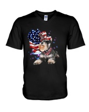 Schnauzer American Patriot V-Neck T-Shirt tile
