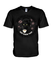 Coffee Spelled Back Wards V-Neck T-Shirt tile