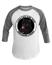 I Like Cats And Wine Baseball Tee tile