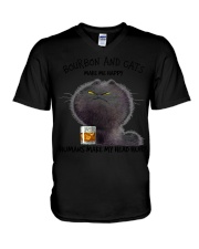 Bourbon And Cats Make me Happy V-Neck T-Shirt tile