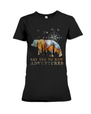 Say Yes To New Adventures Premium Fit Ladies Tee tile
