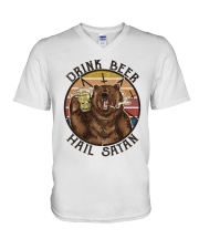 Drink Beer Hail Satan V-Neck T-Shirt tile