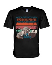 Avoiding People V-Neck T-Shirt tile