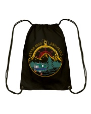 Never Stop Exploring Drawstring Bag tile