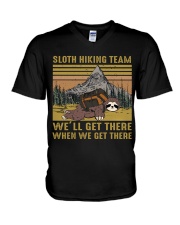 Sloth Hiking Team V-Neck T-Shirt tile