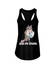 Never Stop Exploring Ladies Flowy Tank tile