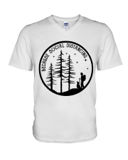 Because Social Distancing V-Neck T-Shirt tile
