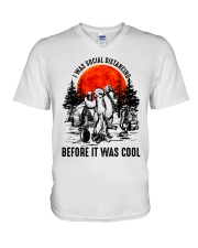 I Was Social Distancing V-Neck T-Shirt tile