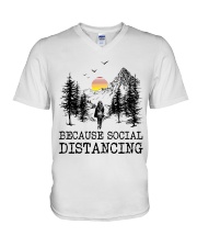 Because Social Distancing V-Neck T-Shirt tile