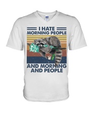 I Hate Morning People V-Neck T-Shirt tile