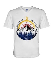 Camping Is In Tents V-Neck T-Shirt tile