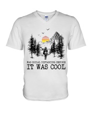 I Was Social Distancing V-Neck T-Shirt tile