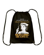 OLD WOMAN NURSING DEGREE Drawstring Bag thumbnail