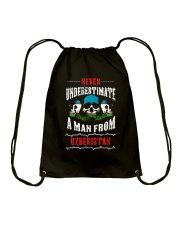 never underestimate man UZBEKISTAN Drawstring Bag thumbnail