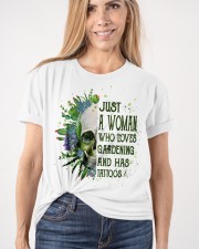 Just a Woman who loves gardening and has tattos Classic T-Shirt apparel-classic-tshirt-lifestyle-front-101