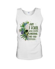 Just a Woman who loves gardening and has tattos Unisex Tank tile