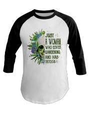 Just a Woman who loves gardening and has tattos Baseball Tee tile