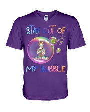 STAY OUT MY BUBBLE V-Neck T-Shirt tile