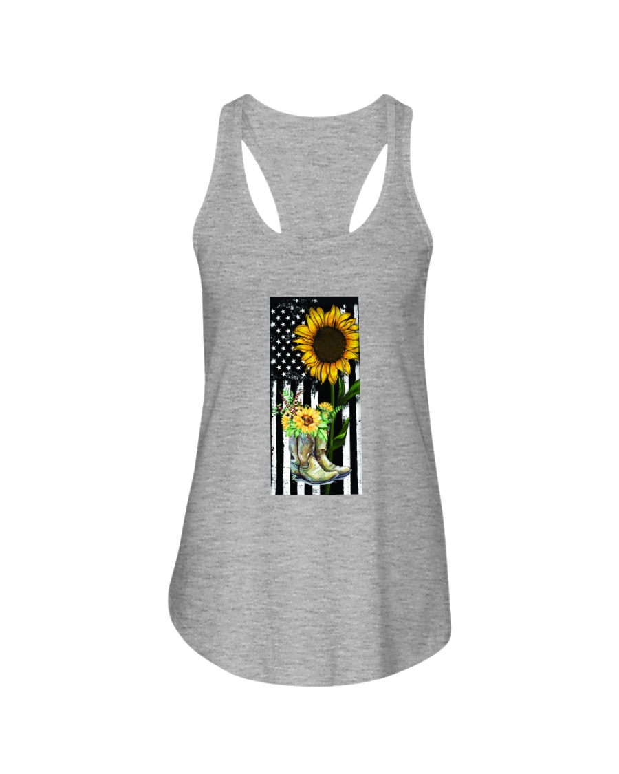 American Sun Flower'n Boots Ladies Flowy Tank