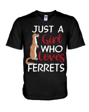 Just A Girl Who Loves Ferrets Cute Mammal An V-Neck T-Shirt thumbnail