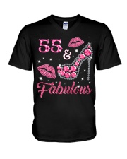 55 Fabulous T-shirt 55th Birthday t s V-Neck T-Shirt thumbnail