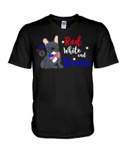 Patriotic French Bulldog Shirt V-Neck T-Shirt thumbnail