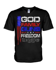 GOD FAMILY GUNS FREEDOM Conservative Ameri V-Neck T-Shirt thumbnail