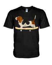 Funny Skateboarding Bassett Hound Dog T-Shi V-Neck T-Shirt thumbnail