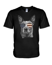Australian Cattle Dog USA Flag Merica F V-Neck T-Shirt thumbnail