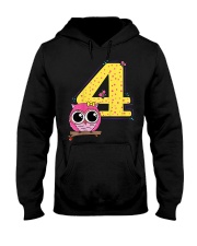 Kids 4th Birthday T-Shirt Girls Owl Pink Hooded Sweatshirt thumbnail