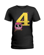 Kids 4th Birthday T-Shirt Girls Owl Pink Ladies T-Shirt thumbnail
