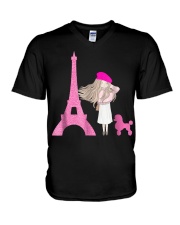 Cute French Paris Eiffel Tower Poodle T-Shirt V-Neck T-Shirt thumbnail