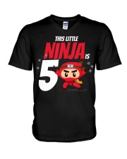 Kids 5th Birthday Boys Ninja Martial Art V-Neck T-Shirt thumbnail
