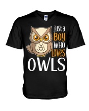 Just a Boy Who Loves Owls Cute Owl Gift V-Neck T-Shirt thumbnail