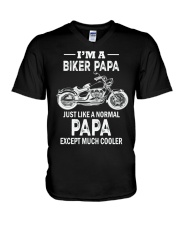 Biker dad V-Neck T-Shirt tile